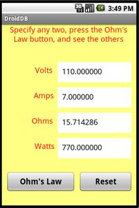 Ohms Law calculator